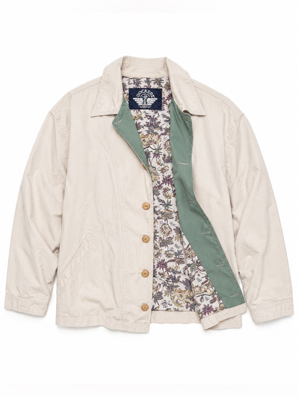 Vintage Dockers Levi’s Tropical Tree Lined Khaki Gorpcore Unisex Jacket L/XL‎